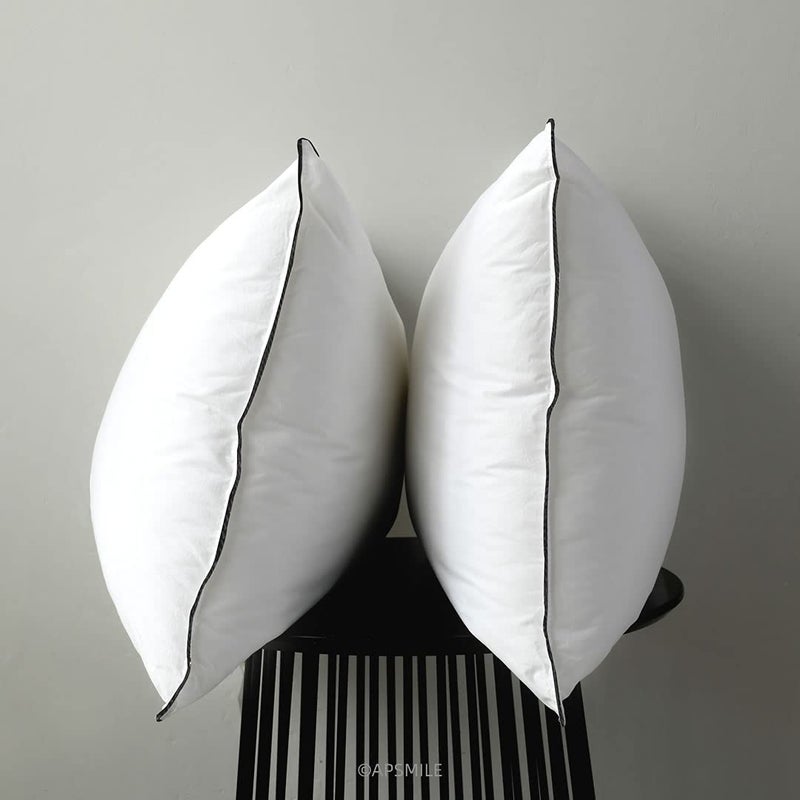 APSMILE Organic Feather Down Pillows Set of 2, Queen Size Bed Pillows for Sleeping with 100% Cotton Cover, 3-Chamber Hybrid Feather Down Core Pillow Surrounded by Polyester for Cushions 20x30 Inches - Image 1